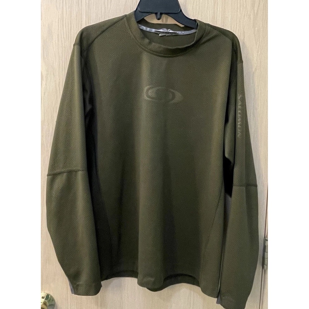 Salomon Motomesh Shirt Men's Army Olive Green Long Sleeve Y2K Thermal Crew Vtg